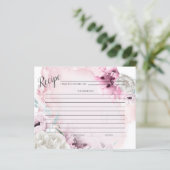 EMPFANGSKARTE | Rustikale Aquarellfarben Rosa Pfla (Stehend Vorderseite)
