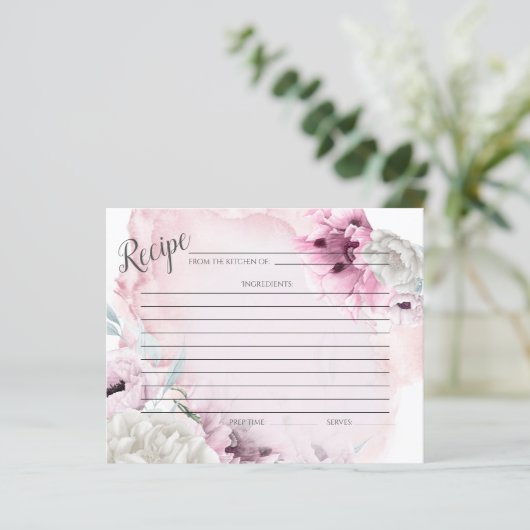 EMPFANGSKARTE | Rustikale Aquarellfarben Rosa Pfla (Stehend Vorderseite)