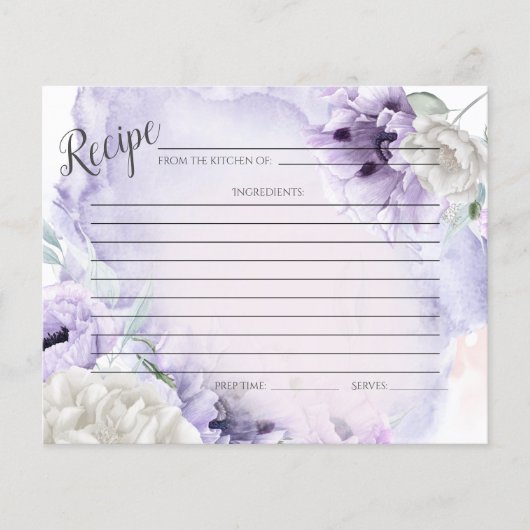 EMPFANGSKARTE | Rustikale Wasserfarbe Lilac Poppie (Vorderseite)