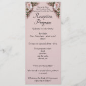 Empfangsprogramm - Rosa Rosen & Tauben Hochzeit Menükarte (Vorderseite)