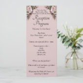 Empfangsprogramm - Rosa Rosen & Tauben Hochzeit Menükarte (Stehend Vorderseite)