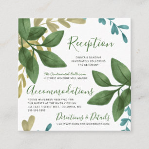 Empfangu. Sonderkommandoswatercolor-Hochzeits-Laub Begleitkarte