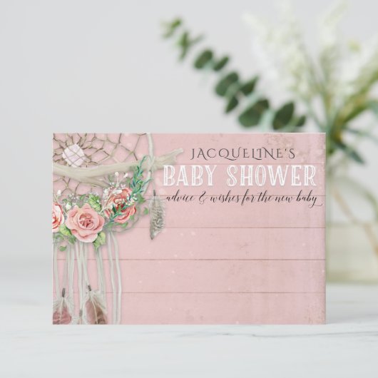 Empfehlen BOHO Dream Catcher Feather Baby Shower Einladung (Stehend Vorderseite)