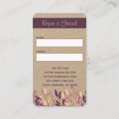 Empfehlen Sie dem Referenten-Client Floral Plum Visitenkarte (Rückseite)