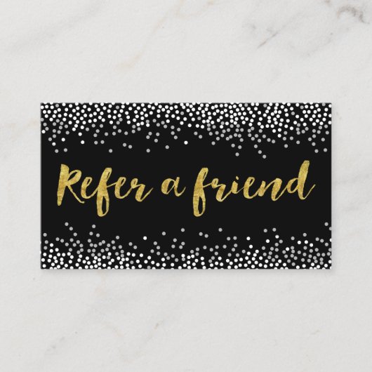 Empfehlen Sie die Referenz für moderne Confetti-Do Empfehlungskarte (Vorderseite)