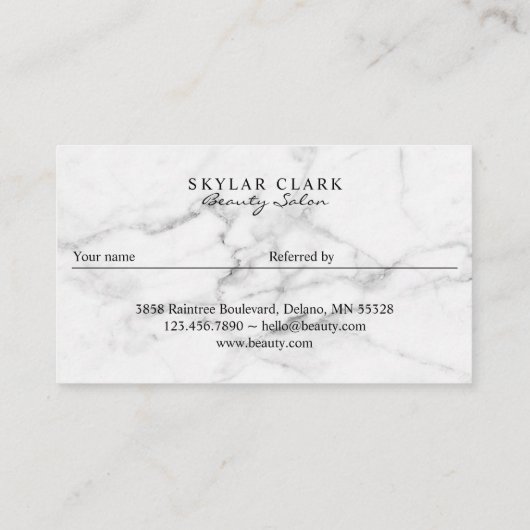 Empfehlen Sie einem Freund Elegantes Marmor & Gold Visitenkarte (Rückseite)
