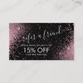 Empfehlen Sie einen Freund - Rosa Glitzer - Silber Empfehlungskarte (Vorderseite)