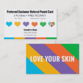Empfehlungs-Lochkarte - LIEBE IHRE HAUT Treuekarte (Vorne/Hinten)