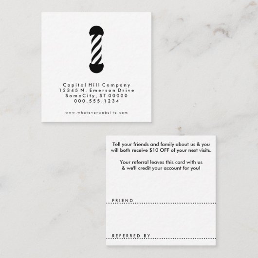 Empfehlungsfriseursalonquadrat Empfehlungskarte (Vorne/Hinten)