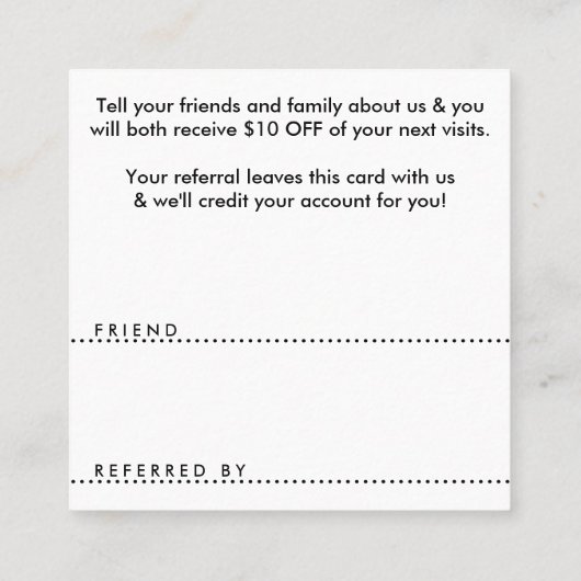 Empfehlungshaustier-Tatzenquadrat Empfehlungskarte (Rückseite)