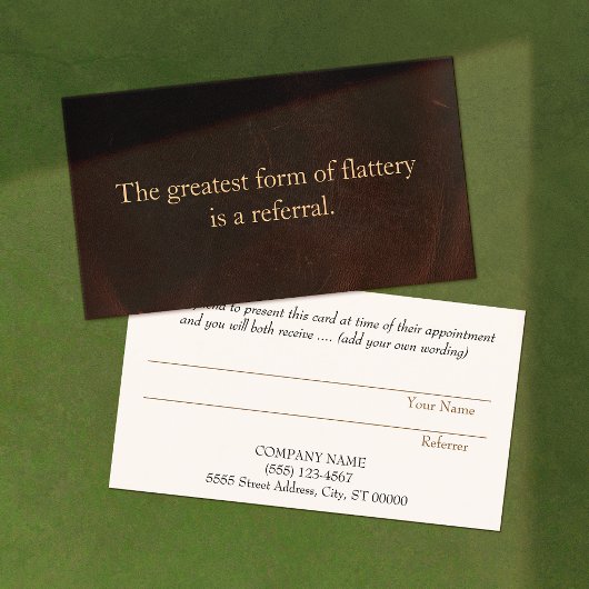 Empfehlungskarte Beruflicher Unternehmer Leather