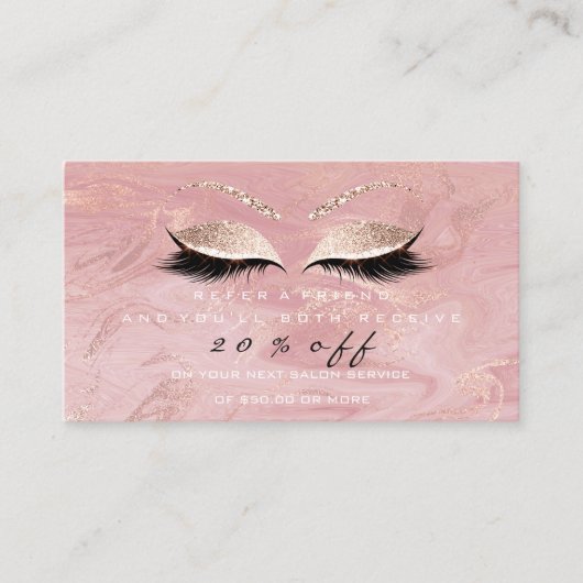 Empfehlungskarte des Salons Rosa Makeup Lashes Mar (Vorderseite)