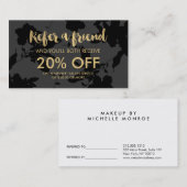Empfehlungskarte für den Black Floral Gold Text Sa (Vorne/Hinten)