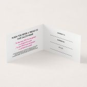 Empfehlungskarte für den Chic Black & Hot Pink Hai Visitenkarten (Innenseite)