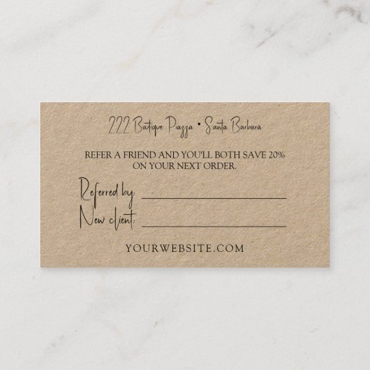 Empfehlungskarte für den Kunden (Rückseite)