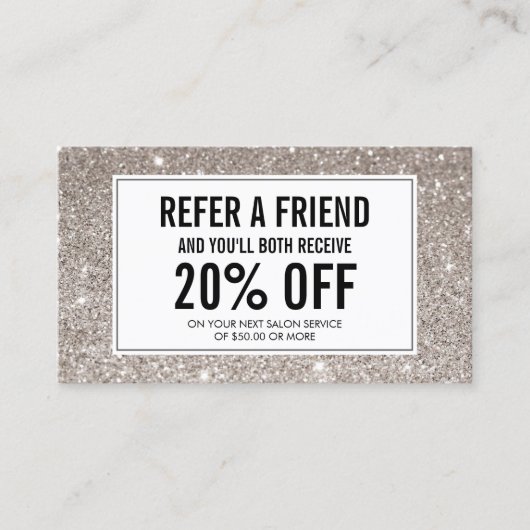 Empfehlungskarte für den Silver Glitzer Salon (Vorderseite)