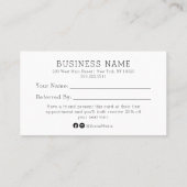 Empfehlungskarte für einen Friend Salon Visitenkarte (Rückseite)