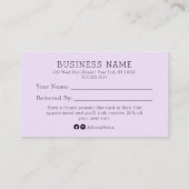 Empfehlungskarte für einen Friend Salon Visitenkarte (Rückseite)