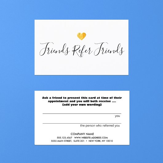 Empfehlungskarte für Gold Heart Kunden