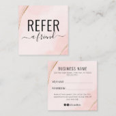 Empfehlungskarte für helle Peachy Pink und Gold Quadratische Visitenkarte (Vorne/Hinten)