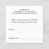 Empfehlungskarte für moderne Pastel Blue Bold Salo (Rückseite)