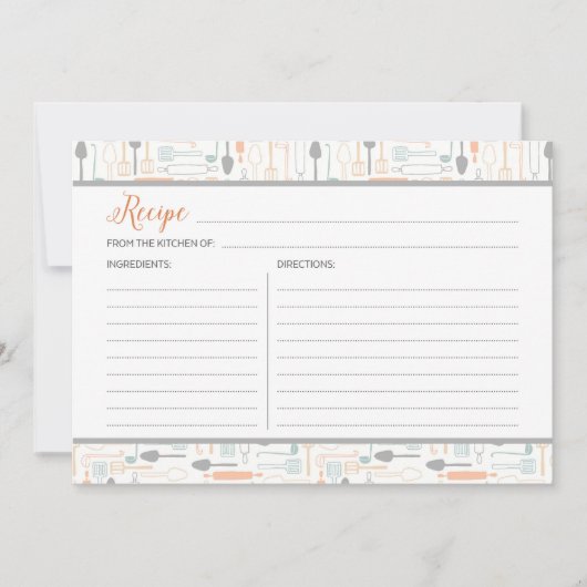 Empfehlungskarte für Orange und Grau Küche (Vorderseite)
