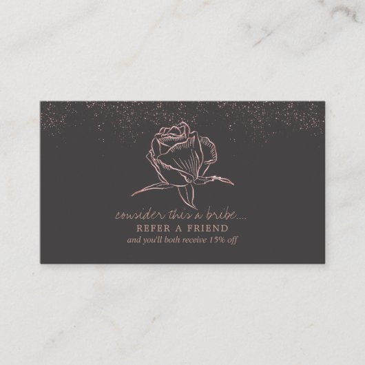 Empfehlungskarte für Rose-Gold-Floral-Logos (Vorderseite)