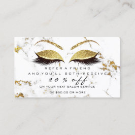 Empfehlungskarte für Salon Makeup Gold Marmor Lash