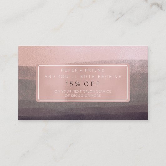 Empfehlungskarte für Salon Rosa Rose Grau Schwarze (Vorderseite)