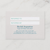 Empfehlungskarte für YOGA-Instruktor Chic Black Aq (Rückseite)