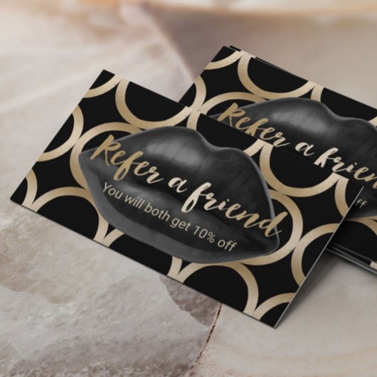 Empfehlungskarte | Geometrische schwarze Lippen Ma