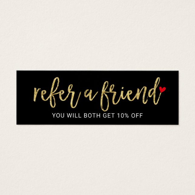 Empfehlungskarte | Gold Script Beauty Salon (Vorderseite)