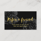 Empfehlungskarte | Gold Script Vintag Dark Floral (Vorderseite)