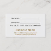 Empfehlungskarte | Makeup Artist Gold Typografy Na (Rückseite)