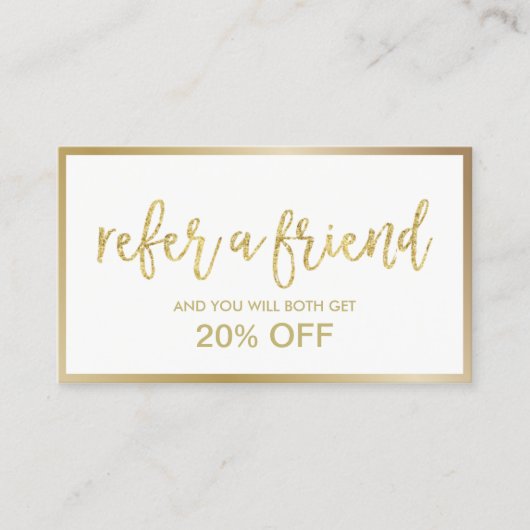 Empfehlungskarte | Minimal Gold Gerahmt Beauty Sal (Vorderseite)