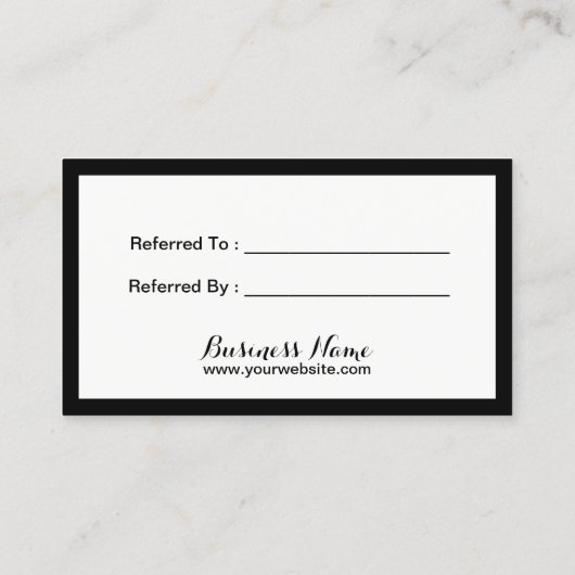 Empfehlungskarte | Minimalistisch Schwarz/Weiß Ger (Rückseite)