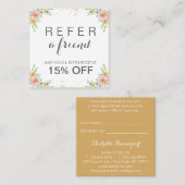 Empfehlungskarte mit Watercolor-Blumen und -gold (Vorne/Hinten)