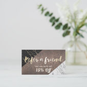 Empfehlungskarte | Modern Marble Gold Script (Stehend Vorderseite)