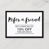 Empfehlungskarte | Modern Schwarz-Weiß-Einfache Ra (Vorderseite)