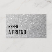 Empfehlungskarte | Moderner Silberner Glitzer Schö (Vorderseite)