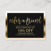 Empfehlungskarte | Modernes Black & Gold Gerahmt (Vorderseite)