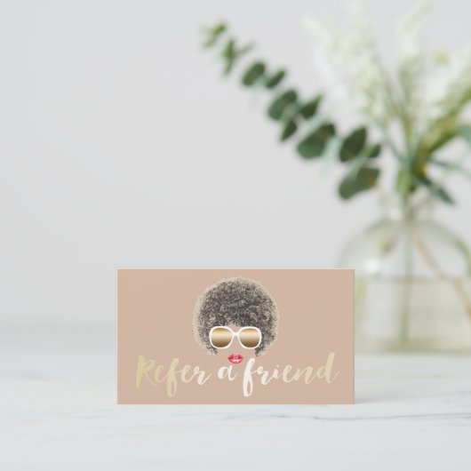 Empfehlungskarte | Natural Hair Beauty Salon (Stehend Vorderseite)