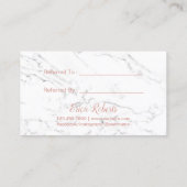 Empfehlungskarte | Rose Gold Dripping White Marble (Rückseite)