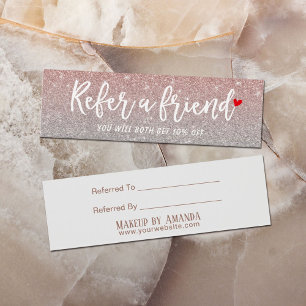Empfehlungskarte Rose Gold Glitzer Beauty Salon
