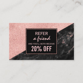 Empfehlungskarte Rose Gold Marble Beauty Salon Cus