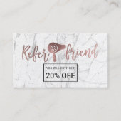 Empfehlungskarte |Rose Gold Weißer Marmor Schönhei (Vorderseite)