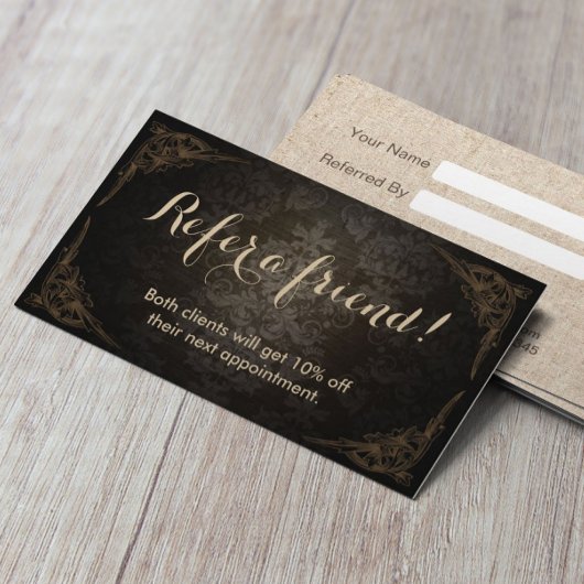 Empfehlungskarte | Vintager Gerahmter Damask Schön