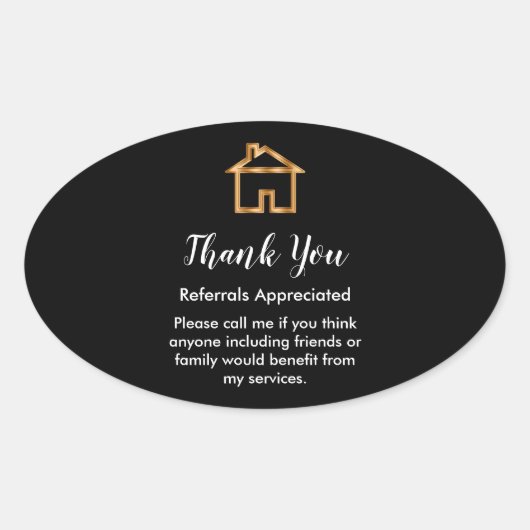 Empfehlungsschreiben an Classy Real Anwesen Agent  Ovaler Aufkleber (Vorderseite)