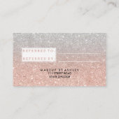 Empfehlungstypographie-Rosengoldsilber-Glitter Empfehlungskarte (Rückseite)