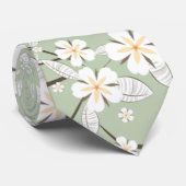 Empfindliche Blumen auf weisem Grün Krawatte (Gerollt)